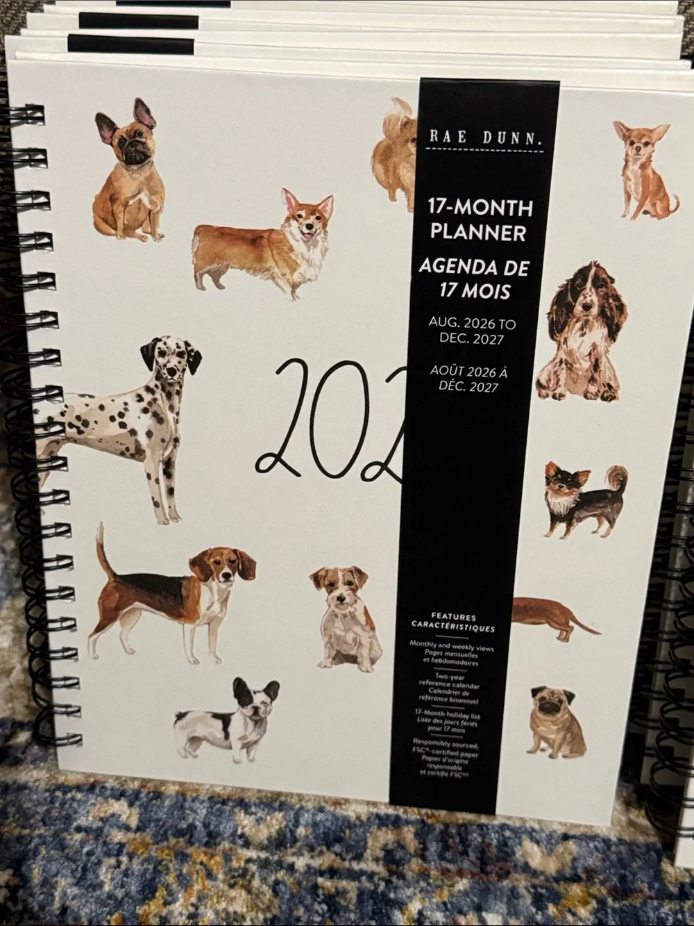 NWT Rae Dunn 2027 Hardback 17 Month Planner Calendar HTF Monthly Weekly Views